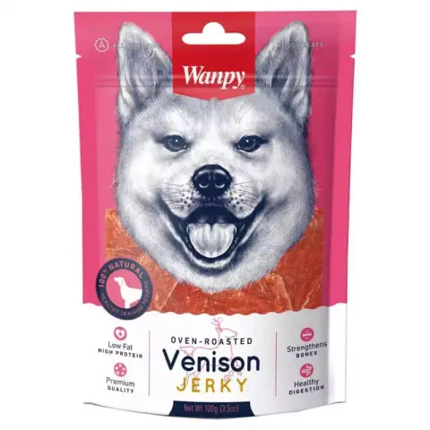 تشویقی سگ ونپی با طعم گوشت گوزن Wanpy Venison Jerky وزن 100 گرم