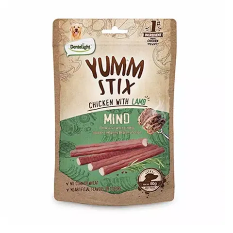 تشویقی سگ دنتالایت مدل اسنک نرم YUMM STIX CHICKEN & LAMB طعم گوشت بره و مرغ وزن 50 گرم